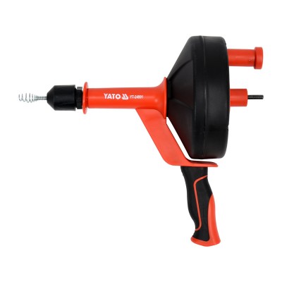 Трос для очистки канализационных труб на бобине YATO 6 мм x 7.6 м со шпинделем для дрели