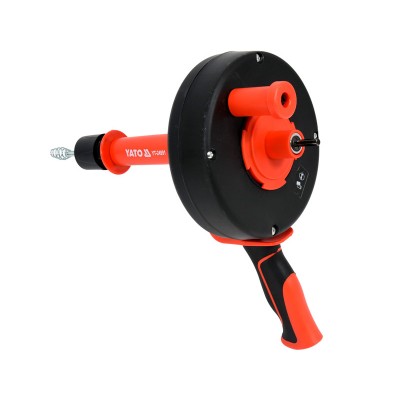 Трос для очистки канализационных труб на бобине YATO 6 мм x 7.6 м со шпинделем для дрели