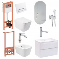 Набор для ванной комнаты Qtap Crow Bundle White №3 (подвесной монтаж ) Набор для ванной комнаты Qtap Crow Bundle White №3 (подвесной монтаж )