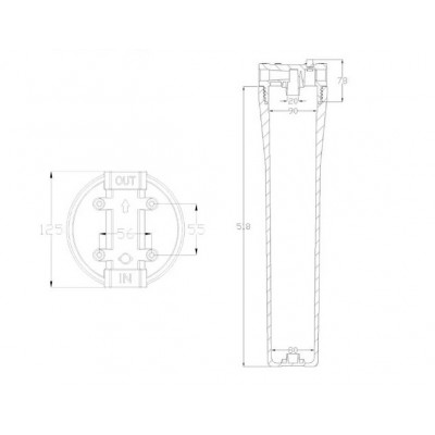 Колба Вig Вlue 20" Slim 3/4" в комплекте ключ, крепление (прозрачная)