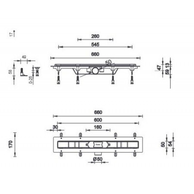 Трап для душа с сухим затвором STYRON Цепь 600 мм
