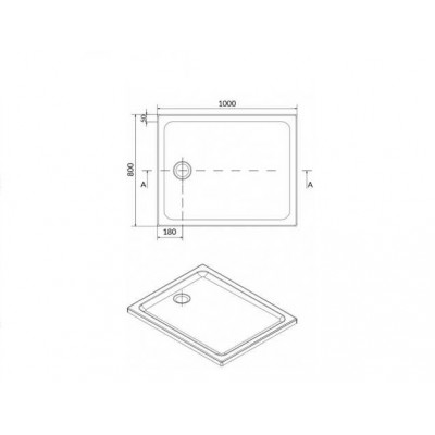 Душевой поддон Lidz KAPIELKA ST100x80х14 низкий, прямоугольный, диаметр слива 52 мм Lidz