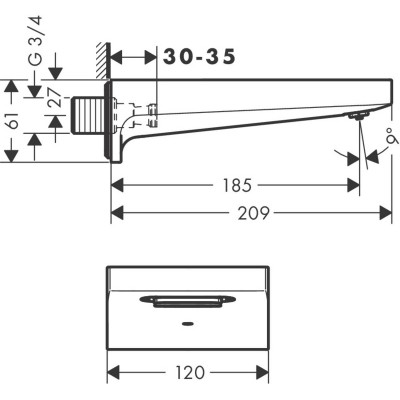 Излив на ванну Hansgrohe METROPOL 32543990, полированное золото