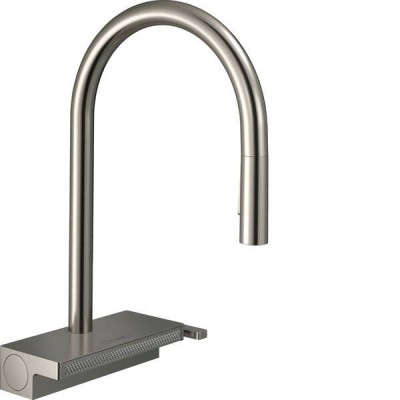 Смеситель для кухни с вытяжным изливом Hansgrohe AQUNO SELECT M81 73831800, (3jet, sBox, нержавеющая сталь)