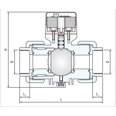 Кран шаровой с электроприводом QQ91103-20, двухходовой, резьба 3/4