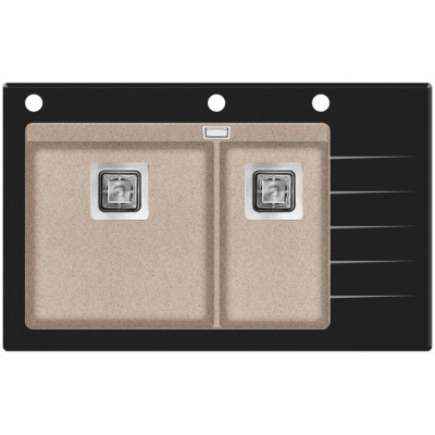Кухонная мойка AquaSanita Delicia Plus GQD150B-112 черное стекло, Ora, темно-бежевый