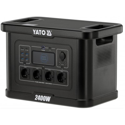 Зарядная станция YATO YT-83095 (аккумулятор LiFePO4, Чистая синусоида, 2400 Вт, пиковая мощность 4500 Вт, 46500 мА/час)