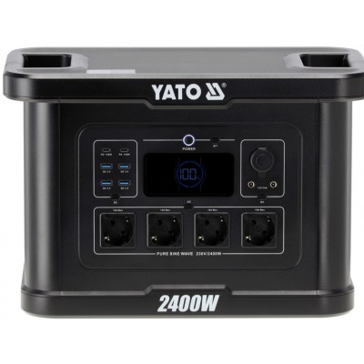 Зарядная станция YATO YT-83095 (аккумулятор LiFePO4, Чистая синусоида, 2400 Вт, пиковая мощность 4500 Вт, 46500 мА/час)