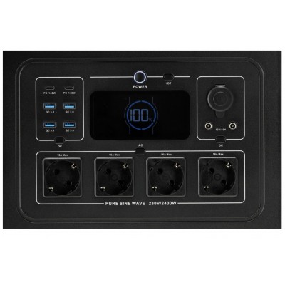 Зарядная станция YATO YT-83095 (аккумулятор LiFePO4, Чистая синусоида, 2400 Вт, пиковая мощность 4500 Вт, 46500 мА/час)