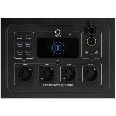 Зарядная станция YATO YT-83095 (аккумулятор LiFePO4, Чистая синусоида, 2400 Вт, пиковая мощность 4500 Вт, 46500 мА/час)