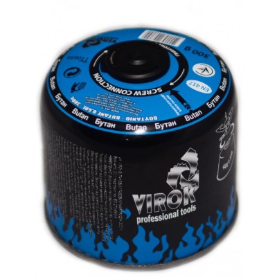 Баллон газовый одноразовый VIROK 44V158 (с резьбой 7/16, 300g/600ml, для плит/кемпинга, EN417)