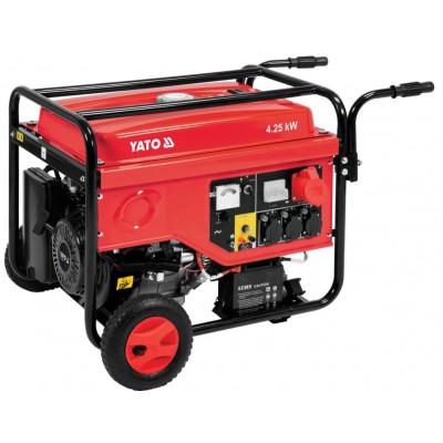 Генератор тока бензиновый YATO YT-85460 (W=4.25/5.5 кВт, U=230/380В, 1-3фазы, бак-25л (1.1л олива), AVR)