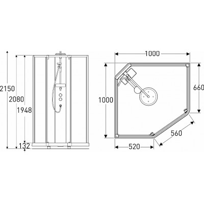 Передние стенки и дверь к душевой пятиугловой кабине IDO SHOWERAMA 10-5 Comfort 100*100см, белый профиль/прозрачное стекло