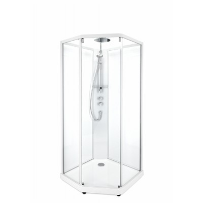 Передние стенки и дверь к душевой пятиугловой кабине IDO SHOWERAMA 10-5 Comfort 100*100см, белый профиль/прозрачное стекло