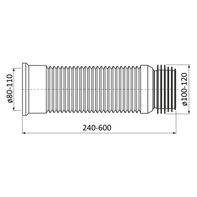 Гофра для унитаза армированная Ø80-110 мм, манжета канализации Ø80-120 мм, 230-430 мм