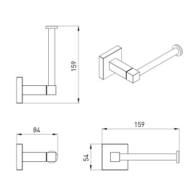 Держатель туалетной бумаги без крышки VOLLE CUADRO, cromo, (2536.240201)