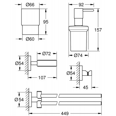 Набор аксессуаров 4 в 1 Master Bathroom Grohe ESSENTIALS 40846001