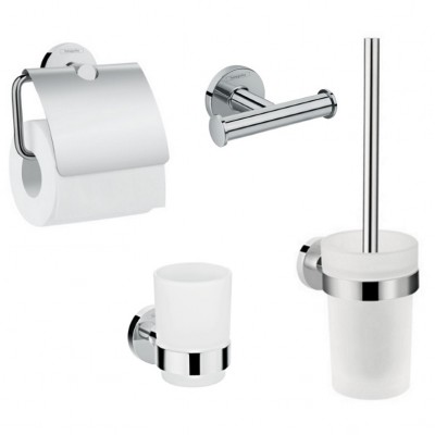 Набор аксессуаров Hansgrohe LOGIS 41723444 (крючок двойной, держатель туалетной бумаги, стакан, туалетная щётка)