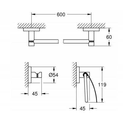 Набор аксессуаров Grohe ESSENTIALS 40775001 (3 предмета)