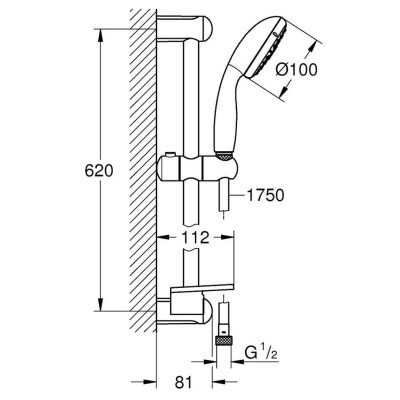 Душевой гарнитур с полочкой Grohe TEMPESTA 28593002 Душевой гарнитур с полочкой Grohe TEMPESTA 28593002