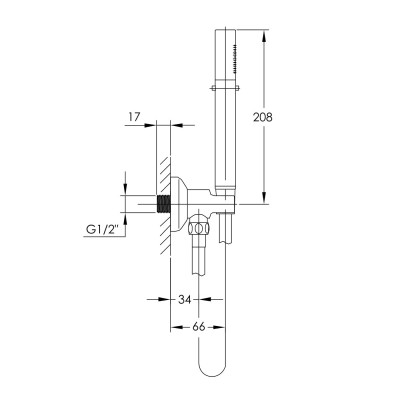 Душевой гарнитур Imprese SMART CLICK (стик круг латунь 2 режима, шланг 150 см, стеновое подключение), черный, (ZMK101901218)