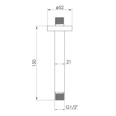 Держатель лейки Imprese с подключением с потолка, длина 150 мм, 1/2", (SH01-150) Держатель лейки Imprese с подключением с потолка, длина 150 мм, 1/2", (SH01-150)