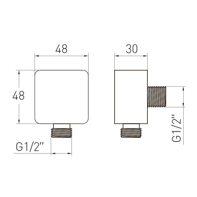 Стеновое подсоединение VOLLE CASCADA S20, G1/2", латунь, cromo, (16100001)