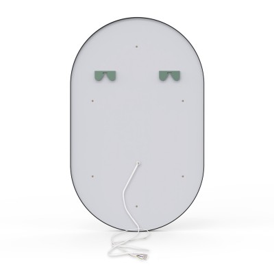 Зеркало овальное VOLLE 50*80см, в алюминиевой раме, с подсветкой, диммером, подогревом зеркала, черное, (16-42-500B)