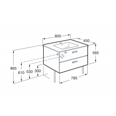 Шкафчик с двумя  ящиками Roca VICTORIA BASIC MODULAR 79см, цвет белый (A856576806)