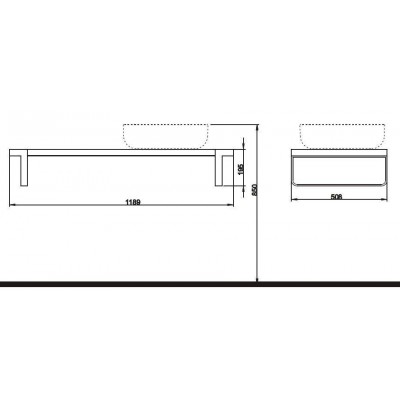 Столешница под умывальник правая Kolo OVUM/EGO 118,9 x 19,5 x 50,8 см, (89227000)