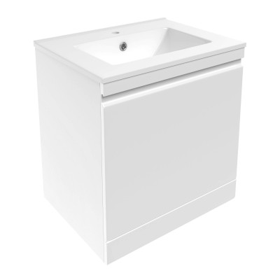 Комплект мебели VOLLE ORLANDO 60см белый: тумба подвесная со скрытым ящиком + умывальник накладной арт 13-01-042A, (15-35-60)