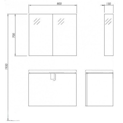 Шкафчик с зеркалом 80см Kolo TWINS 88477000 Шкафчик с зеркалом 80см Kolo TWINS 88477000