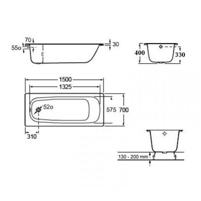 Ванна Roca CONTESA 150*70см прямоугольная + ножки (A236060000+A291021000) Ванна Roca CONTESA 150*70см прямоугольная + ножки (A236060000+A291021000)
