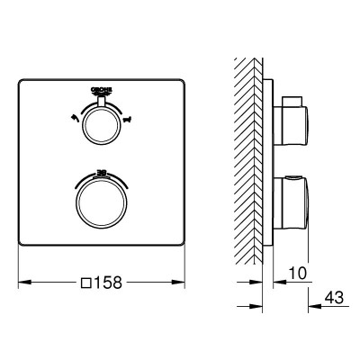 Термостат для душа с переключателем на 2 положения Grohe GROHTHERM 24080000