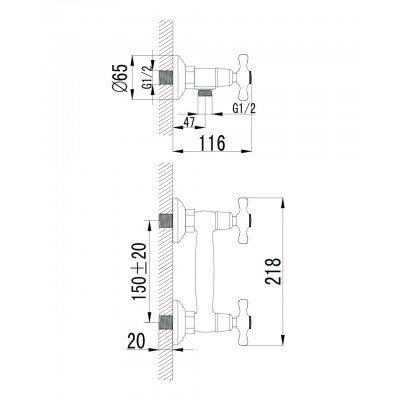 Двухвентильнный смеситель для душа Imprese RALSKO NEW 15240NEW