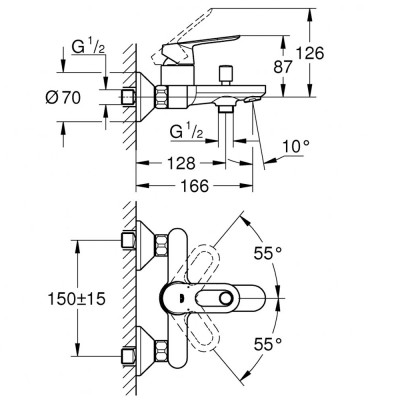 Смеситель для ванны Grohe BAULOOP 23603000