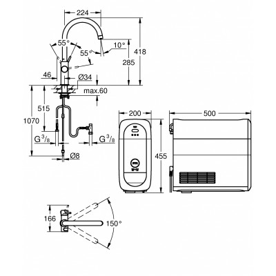 Смеситель для мойки с функцией очистки воды Grohe BLUE Home 31455001, С-излив