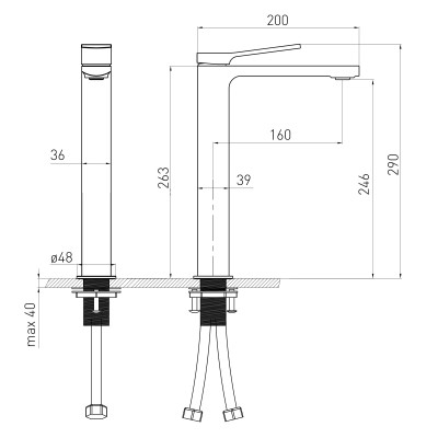 Смеситель для умывальника высокий VOLLE SOLO, cromo, (1510.011301)