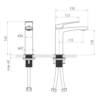 Смеситель для умывальника VOLLE CANTE, de la noche, (1512.011104) Смеситель для умывальника VOLLE CANTE, de la noche, (1512.011104)
