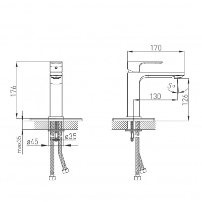Смеситель для умывальника VOLLE LEON, de la noche, (1511.010104)