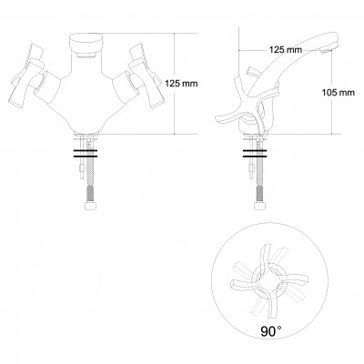 Смеситель для умывальника двухвентильный RJ BREEZE, хром,(RBZ017-1) Смеситель для умывальника двухвентильный RJ BREEZE, хром,(RBZ017-1)