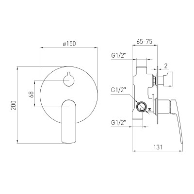 Смеситель для ванны скрытого монтажа VOLLE CANTE, cromo, (1512.031401) Смеситель для ванны скрытого монтажа VOLLE CANTE, cromo, (1512.031401)