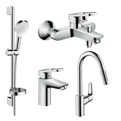 Набор смесителей для ванны и кухни Hansgrohe LOGIS Loop 1252019 (71151000+71244000+26553400+31815000)