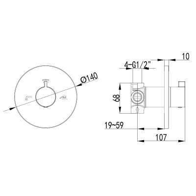 Запорный/переключающий вентиль Imprese ZAMEK (3 потребителя), форма R, (VR-151031)