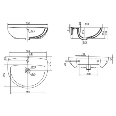 Умывальник с отверстием Kolo FREJA, с переливом 55*44 см (L71155000) Умывальник с отверстием Kolo FREJA, с переливом 55*44 см (L71155000)
