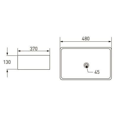 Умывальник накладной VOLLE 48*37*13см, (13-01-01)