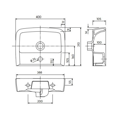 Умывальник мебельный Kolo REKORD 40см, с отверстием, с переливом (K91942000) Умывальник мебельный Kolo REKORD 40см, с отверстием, с переливом (K91942000)