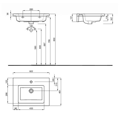 Умывальник мебельный Kolo TWINS 60см (L51960000)