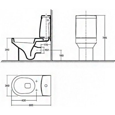 Унитаз с универсальным сливом Kolo QUATTRO + бачок 3/6 л (K63200+K64001000)