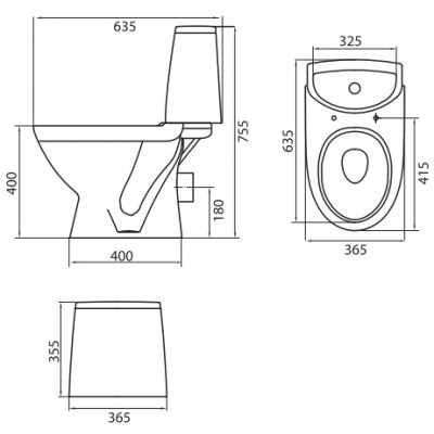 Компакт напольный Kolo RUNA гор. выпуск/бачок 3-6л/нижн.подвод/ сиденье твердое (L89200000)